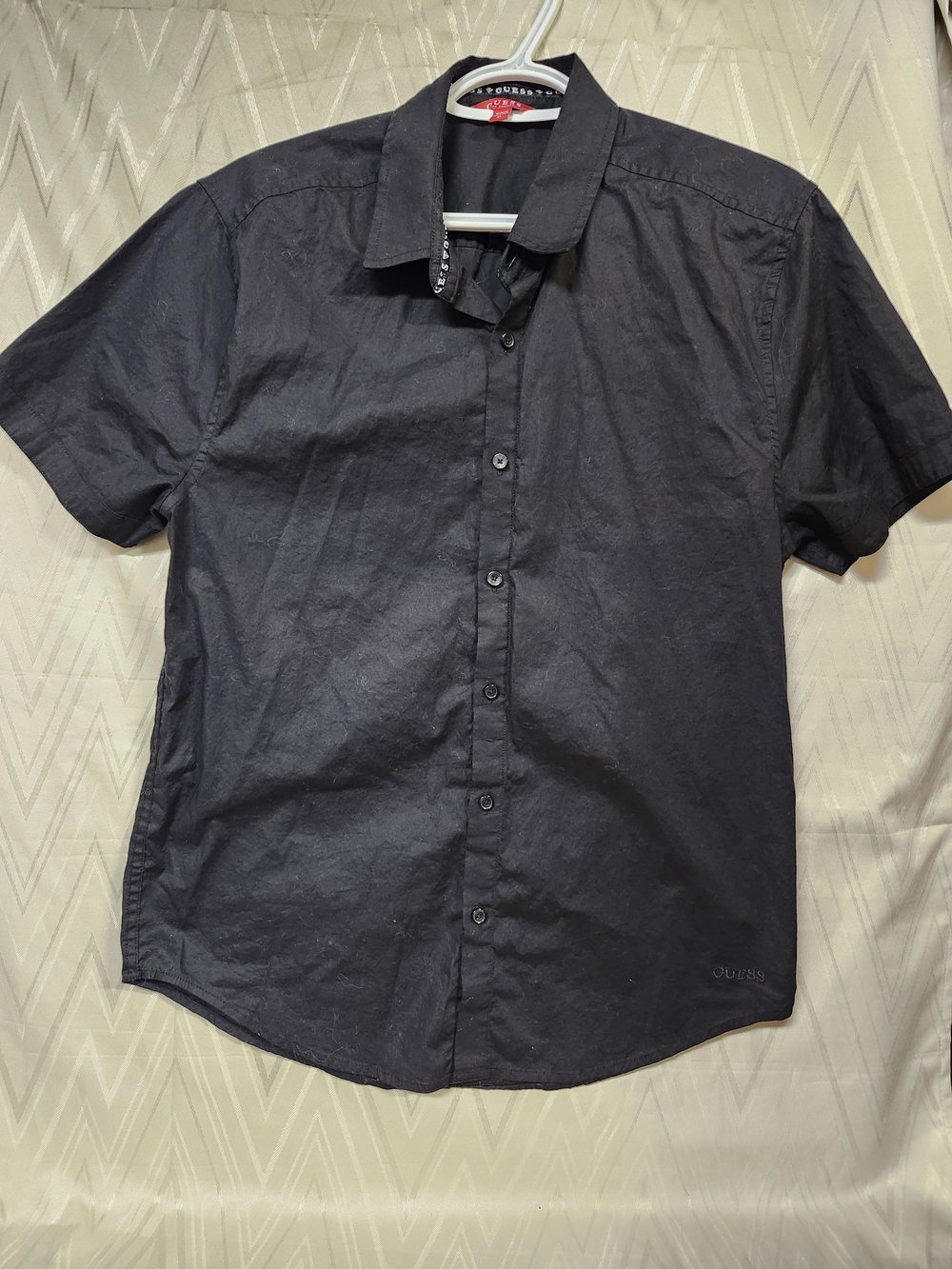 Guess Men's Black Short-Sleeve Button-Down Shirt